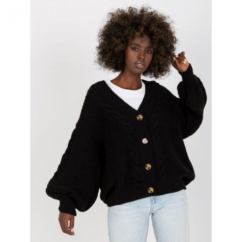 Black loose cardigan with RUE PARIS buttons