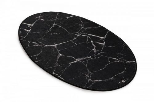 Oválný koberec Black Marble 60x90 cm černý