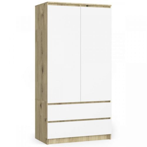 Šatní skříň S 90 cm dub artisan/bílá