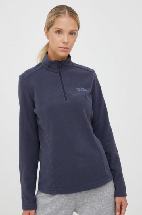 Športová mikina Jack Wolfskin Taunus dámska, šedá farba, jednofarebná