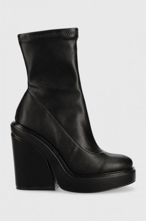 Členkové topánky Steve Madden All Out dámske, čierna farba, na podpätku,