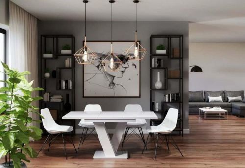 Expedo Rozkladací stolík BLOK, 120-160x75x80, bialy lesk