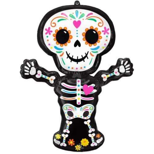 Amscan Fóliový balón Halloween - Dia de Los Muertos kostra 66 x 86 cm