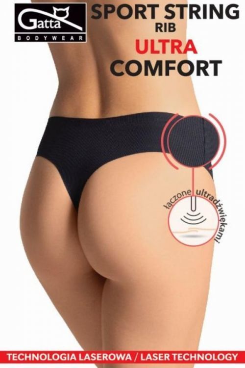 Dámske nohavičky - SPORT STRING RIB ULTRA COMFORT čierna S