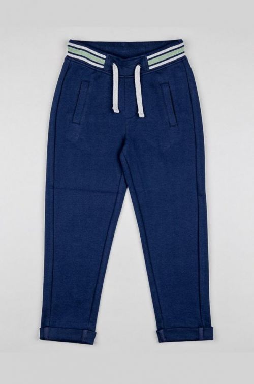 Detské bavlnené tepláky zippy tmavomodrá farba, jednofarebné