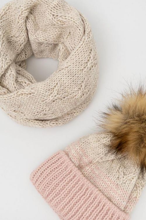 Čiapka a šál komín Answear Lab šedá farba