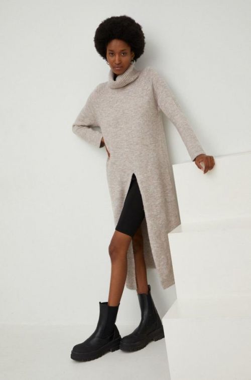 Vlnený sveter Answear Lab béžová farba,