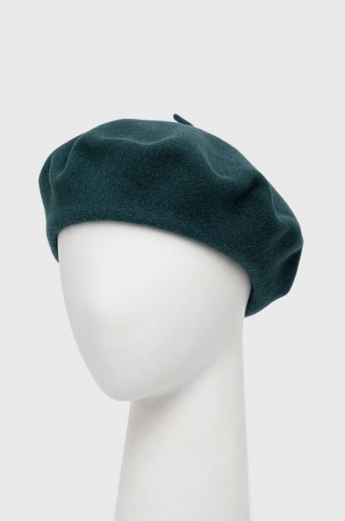 Vlnená baretka Kangol zelená farba, vlnený
