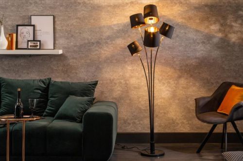 Stojací lampa LANSING Dekorhome Biela / hnedá