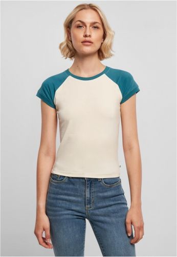 Urban Classics Ladies Organic Stretch Short Retro Baseball Tee whitesand/jasper - XS