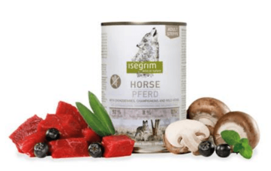 ISEGRIM dog Adult Mono Horse pure with Chokeberries, Champignons & Wild Herbs bal. 6 x 800 g konzerva