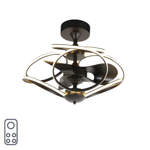 Dizajnový stropný ventilátor čierny vrátane diaľkového ovládania - Kauv