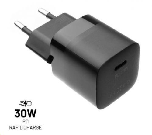 Fixed nabíjačka do siete Mini, konektor USB-C. podpora PD, 30 W, čierna