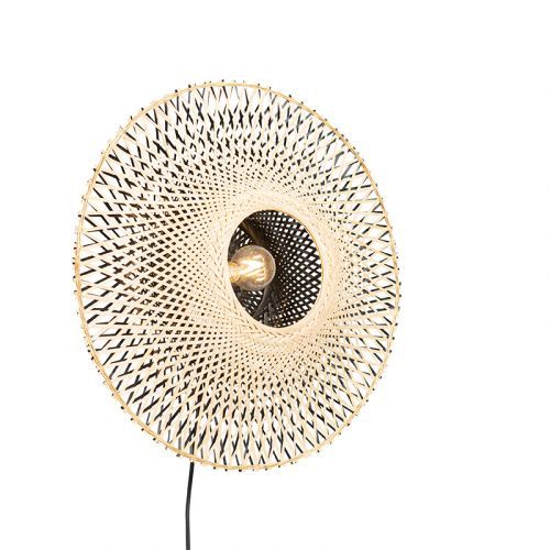 Oosterse wandlamp rotan 50 cm met stekker - Rina