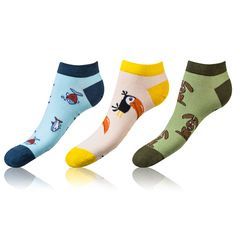 Zábavné nízke crazy ponožky unisex v sete 3 páry CRAZY IN-SHOE SOCKS 3x - BELLINDA - hnedá 35 - 38