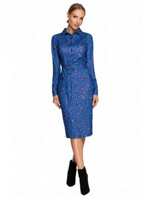 M706 Printed sheath dress with a collar - model EÚ S model1