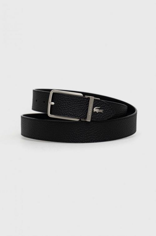 Kožený opasok Lacoste pánsky, čierna farba