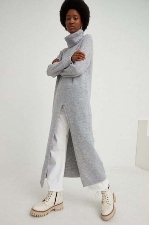 Vlnený sveter Answear Lab šedá farba,