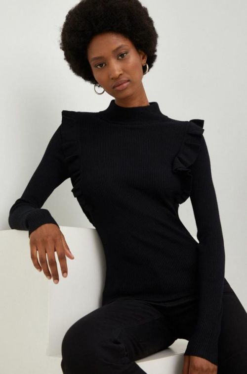 Sveter Answear Lab dámsky, čierna farba, tenký, s polorolákom