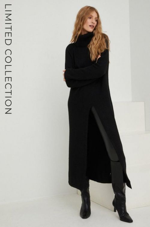 Vlnený sveter Answear Lab čierna farba,