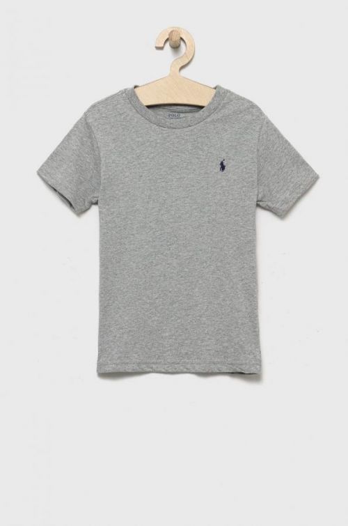 Detské bavlnené tričko Polo Ralph Lauren šedá farba, jednofarebný