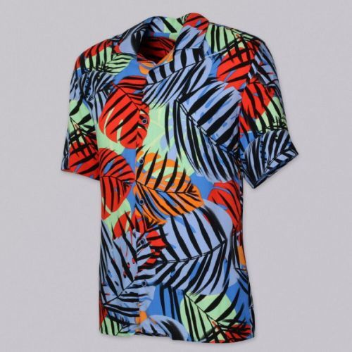 Pánska košeľa havajského štýlu s potlačou listov 14384