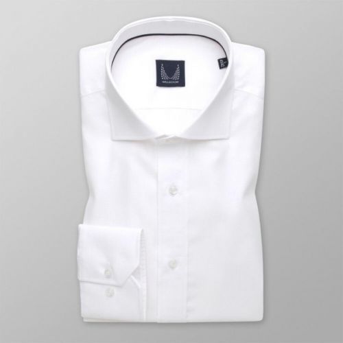 Pánska slim fit košeľa biela s jemným vzorom 14385