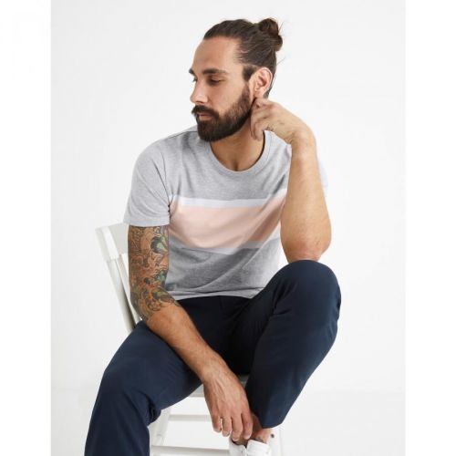 Celio Cotton T-Shirt Beroad with stripe - Men