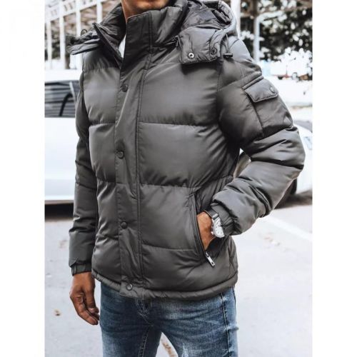 Gray men's quilted winter jacket Dstreet TX4179
