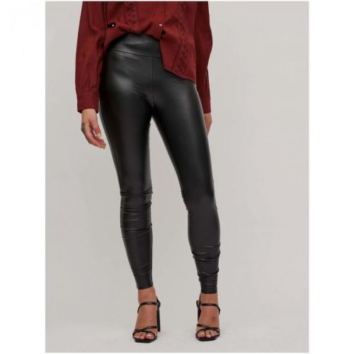 Black leatherette leggings VILA Barb - Women