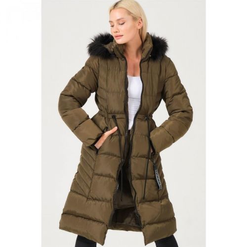 Z6758 DEWBERRY LADY COAT-KHAKI