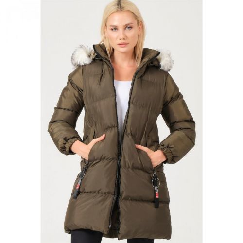 Z6705 DEWBERRY LADIES COAT-OUTDOOR KHAKI