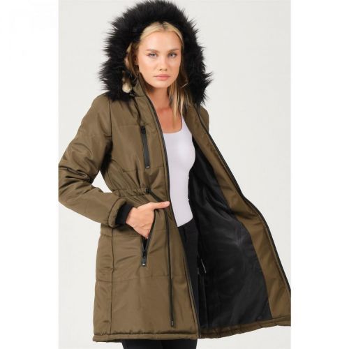 Z6762 DEWBERRY LADY COAT-KHAKI