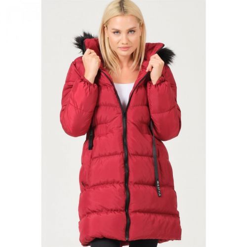 Z6764 DEWBERRY LADIES COAT-BURGUNDY