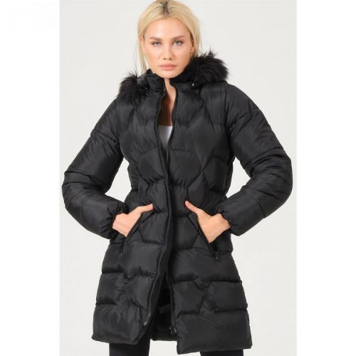 Z6760 DEWBERRY LADIES COAT-BLACK
