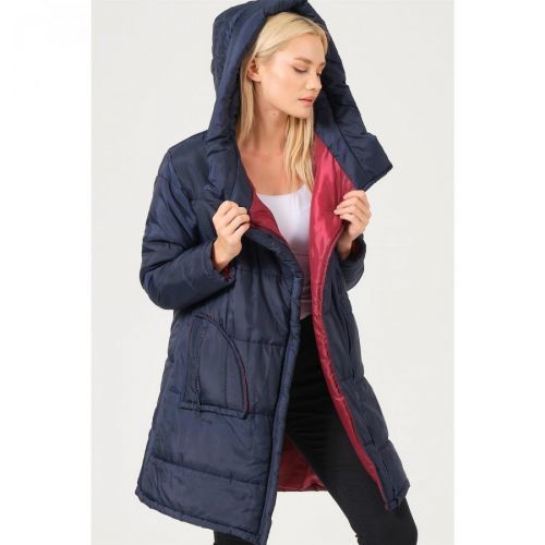 Z6652 DEWBERRY LADIES COAT-LIGHT NAVY BLUE