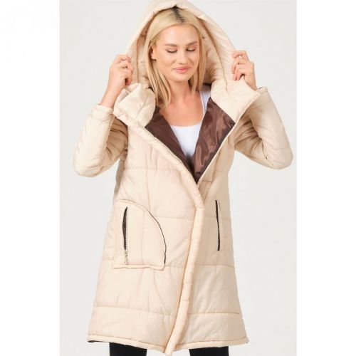 Z6652 DEWBERRY LADIES COAT-LIGHT BEIGE