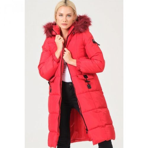 Z6706 DEWBERRY LADIES COAT-RED