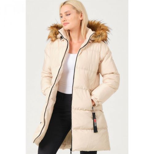 Z6705 DEWBERRY LADIES COAT-LIGHT BEIGE