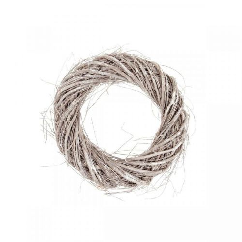 Prútený veniec, pr. 35 cm, sivobiela