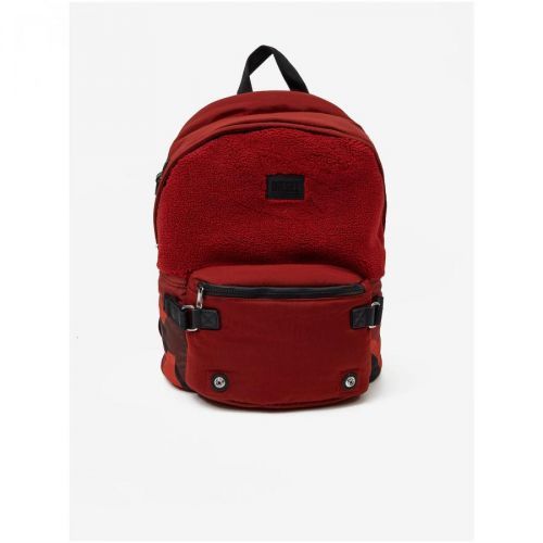 Red Backpack with Artificial Fur Diesel - Men