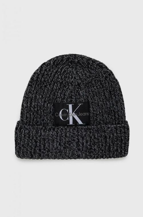 Čiapka s prímesou vlny Calvin Klein Jeans čierna farba,