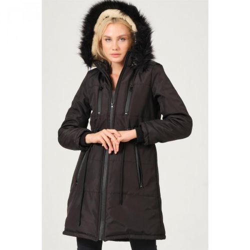 Z6762 DEWBERRY LADIES COAT-BLACK