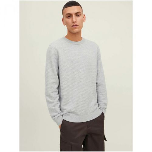Light Grey Ribbed Basic Sweater Jack & Jones Otto - Men