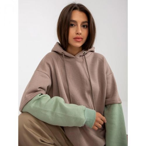 Dark beige women's basic hoodie RUE PARIS