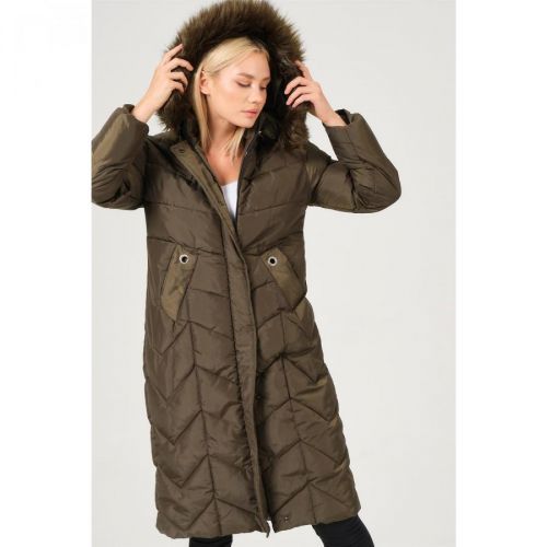 Z6751 DEWBERRY LADY COAT-KHAKI