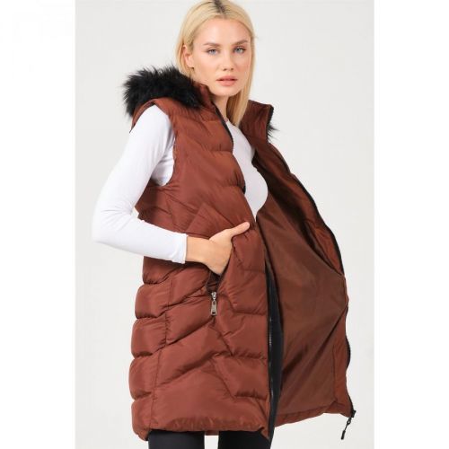 Z6761 DEWBERRY LADIES VEST-COFFEE