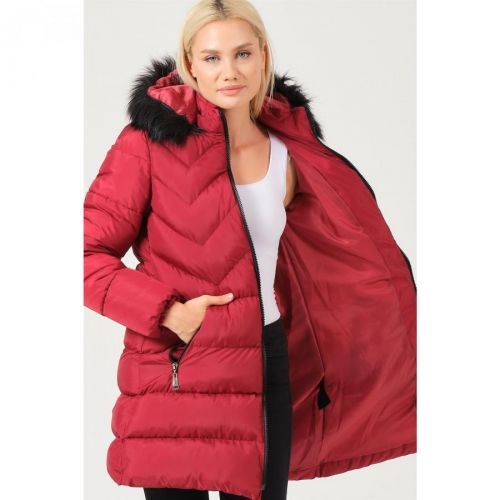 Z6759 DEWBERRY LADIES COAT-BURGUNDY