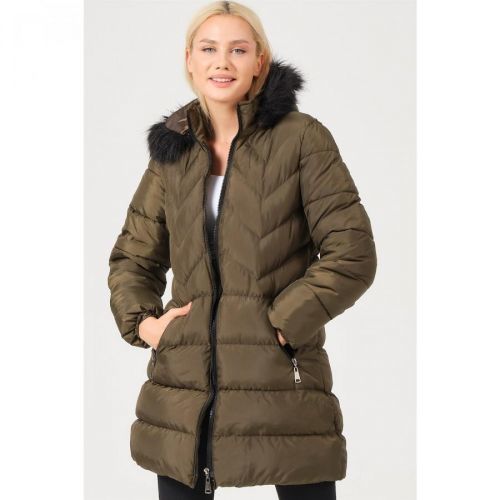 Z6759 DEWBERRY LADY COAT-KHAKI