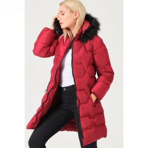 Z6760 DEWBERRY LADIES COAT-BURGUNDY